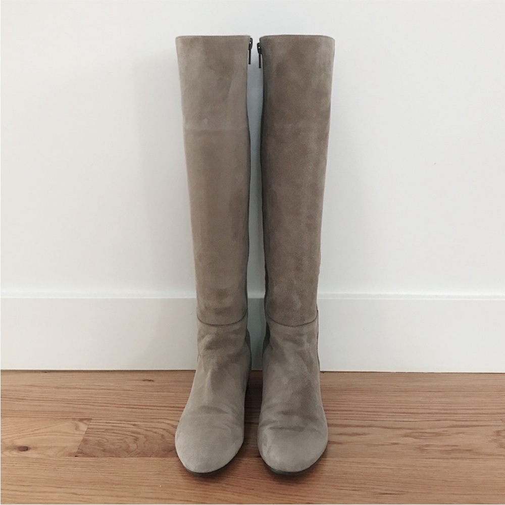 STUART WEITZMAN Studded Suede Hidden Wedge Boots 6